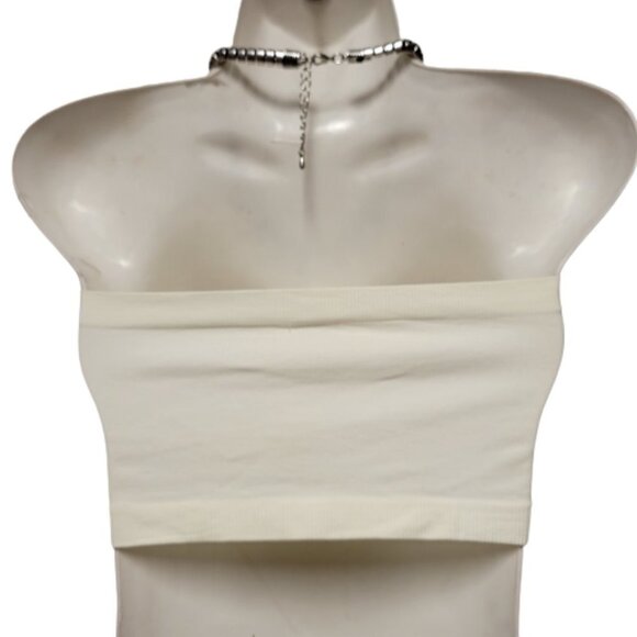 CREAM Color Padded Tube Top Zippered Bandeau One Size - New - Picture 4 of 7